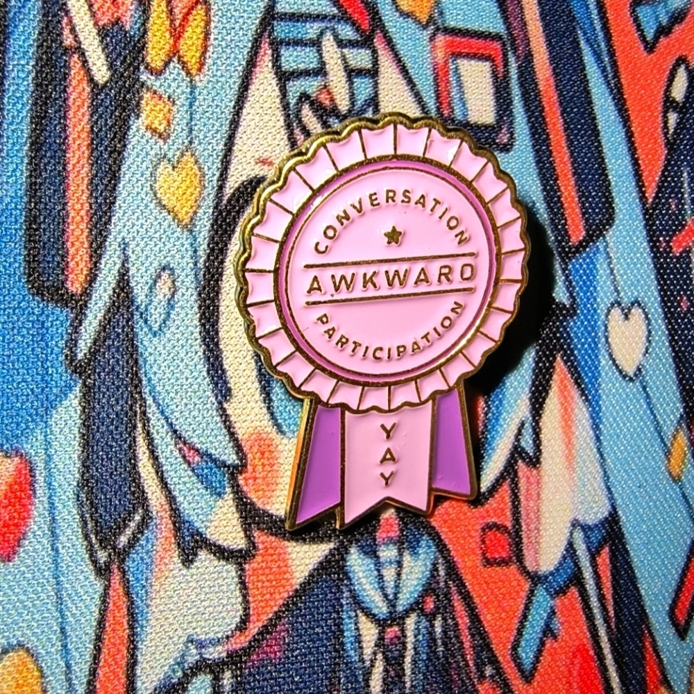 Women’s Accessories Cute Fun Pink Awkward Conversation Participation Enamel Pin